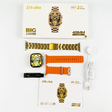 Σετ Smartwatch με 2 λουράκια - Z76 Ultra - 880020 - Gold/Orange
