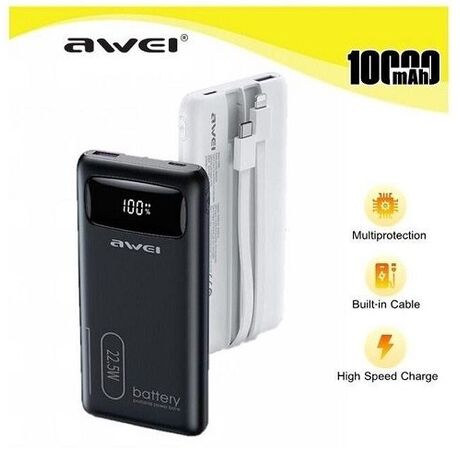 Powerbank - 10.000mah -  P168K - 22.5W - AWEI - 002448 - Black